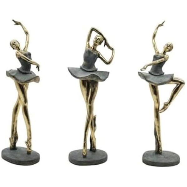 Dekorativ statyett - HOME ESPRIT - Ballerina - Gyllene grå - 3 enheter - 10 x 15 x 43 cm Flerfärgad