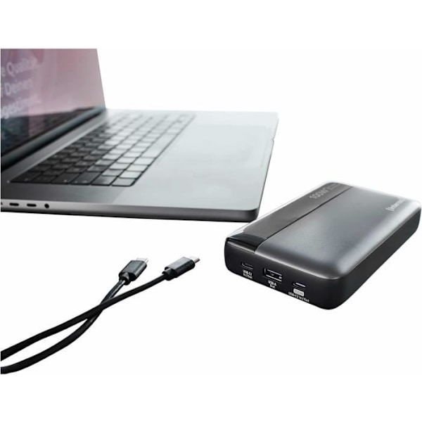 Intenso Powerbank HE20000 Ulkoakku Power Delivery 100 W, 20 000 mAh, Harmaamusta