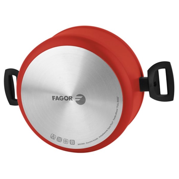 Kastrull Induktion 20cm Smidd aluminium, PFOA-fri non-stick, Glaslock FAGOR Maxima Red 01182 Röd