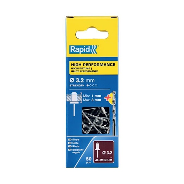 "Popnitter - Rapid - 5001528 - Aluminium - Ø 3,2 mm - 6 mm - 50 Enheder"