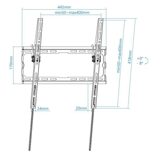 TooQ TOOQ vippeligt vægbeslag til 32" - 70" skærme VESA 75x75 til 400x400 mm