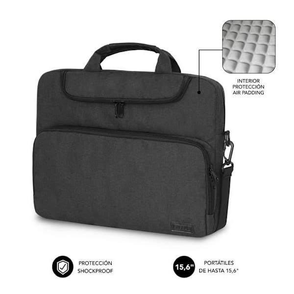 Mørkegrå 15,6" computertaske med pneumatisk polstring