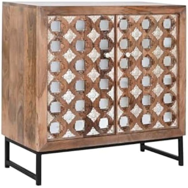 Lav skænk - HOME ESPRIT - Brun Sort Sølv - 80 x 38 x 80 cm - Flerfarvet - Stuemøbler Flerfärgad