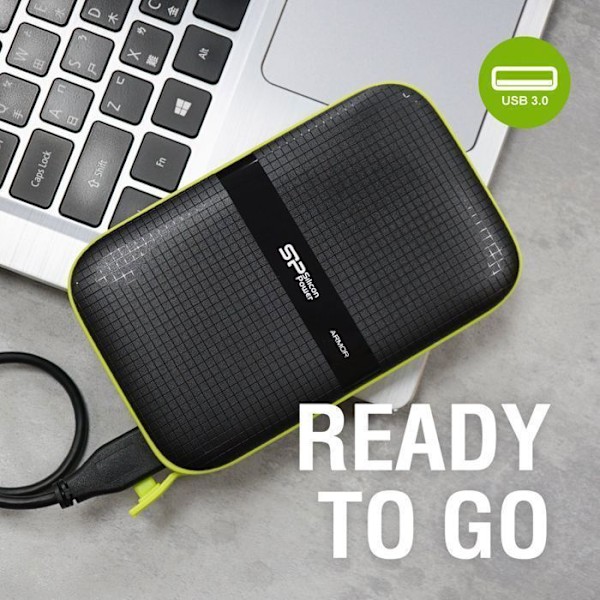 Ekstern Harddisk - Silicon Power - Armor A60 1To Grå - Stødresistent USB3.2