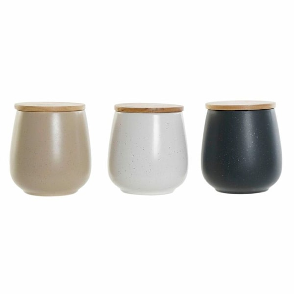 Boîte DKD Home Decor Mørkegrå 10x10x13 cm (x3) vit/beige/mörkgrå