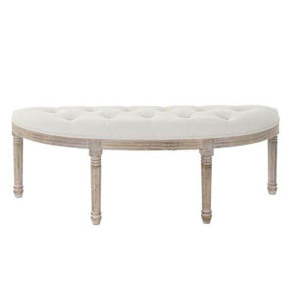 Classic Padding Half-Moon Bench Wood and Polyester Beige beige