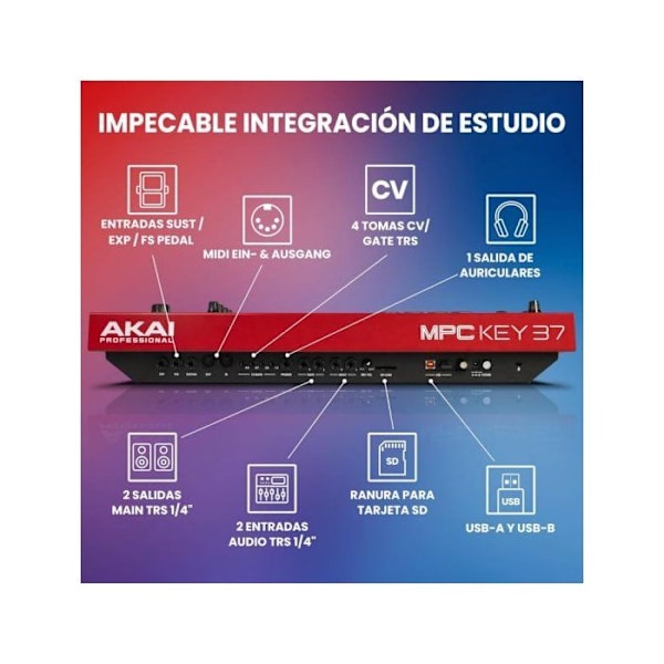 Stationær - AKAI - MPC Key 37 - MIDI Keyboard 37 taster - Wi-Fi - Bluetooth