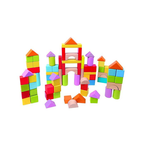 Hape-tynnyri 101 värikästä puukuutiota - 2-vuotiaille ja sitä vanhemmille - Myrkytön vesipohjainen maali Flerfärgad