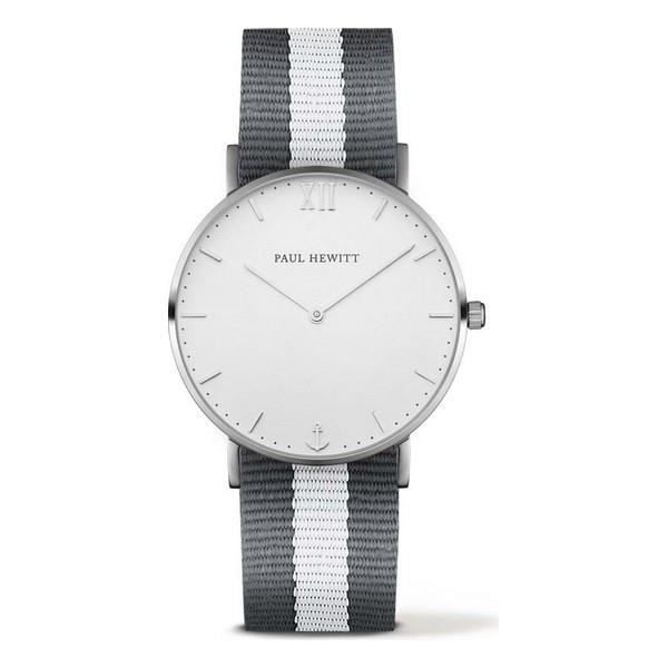 Klocka - Paul Hewitt - PH-SA-S-ST-W-GRW-20 - Ø 39 mm - Kvarts - Nylon Vit, Grå, Silverfärgad
