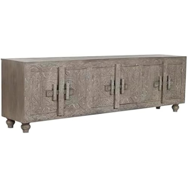 TV-taso - HOME ESPRIT - Vaaleanruskea - 207 x 66 x 48,25 cm - Puu - Suorakaide Flerfärgad
