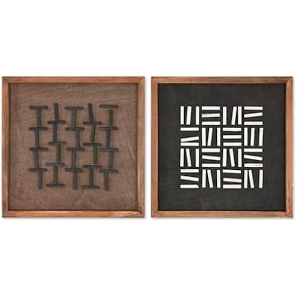 Moderni maalaus - KOTI ESPRIT - 40,2 x 40,2 cm - Monivärinen - 2 kpl - Nykyaikainen muotoilu mångfärgad