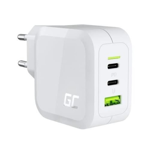 GRØN CELL HVID LADER 65W GAN MED 2X USB-C PD 1X USB-A QC 3.0 GAN Hvid