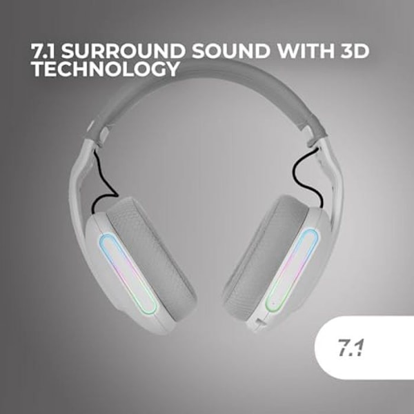 Gamingheadset - MARS GAMING - MHW-Pro - 3D-omslutande ljud 7.1 - Bluetooth 5.3 - ARGB Flow-belysning Vit