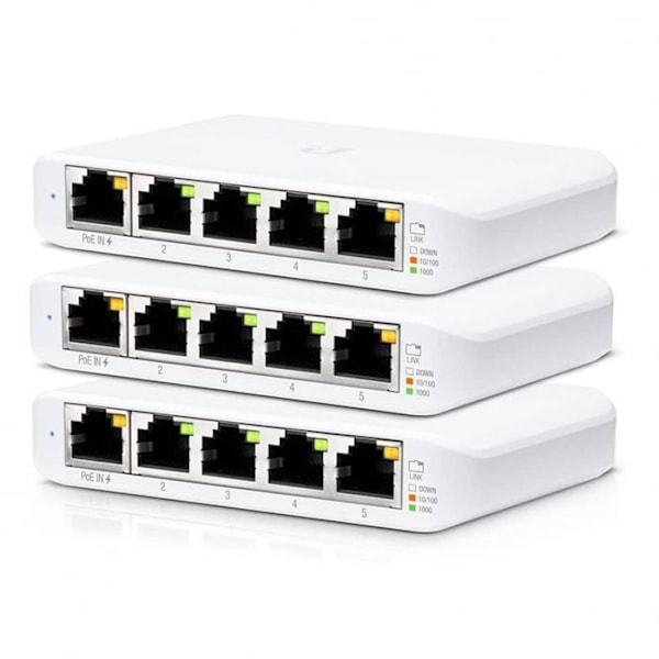 Managed Ethernet Switch - TEKNISKA SPECIFIKATIONER - 5 RJ-45 Gigabit Ethernet-portar - IEEE 802.3af/at Vit