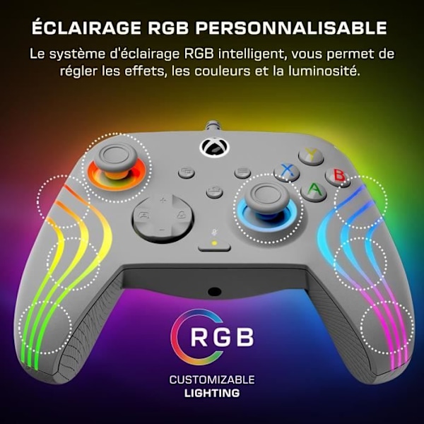 TURTLE BEACH Peliohjain - Xbox Series X|S, Xbox One ja PC - Afterglow Wave - RGB Langallinen Harmaa Grå