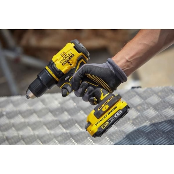 60 Nm borstlös borrskruvdragare - Litium 18V - 2 batterier 2Ah - STANLEY FATMAX V20 - SFMCD710D2K-QW Gul
