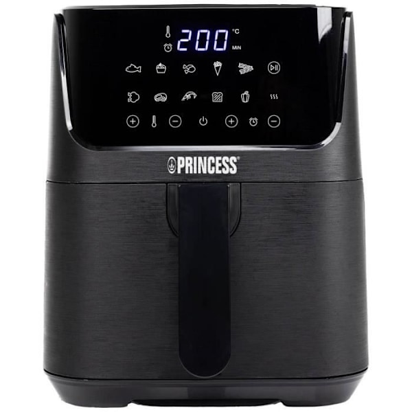 Princess 01.182024.01.001 Varmluftfrituregryde 1350 W non-stick belægning, med display, overophedningsbeskyttelse