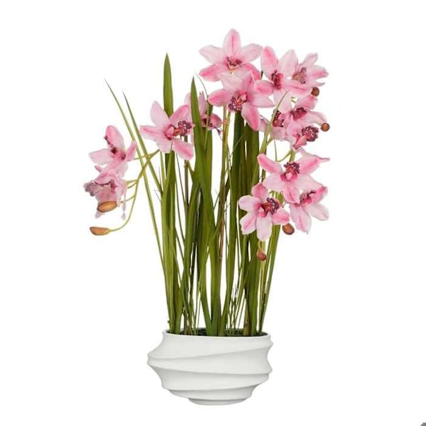 Mica Decorations Konstblomma Cymbidium - 49x40x81 cm - Polyester - Rosa Rosa