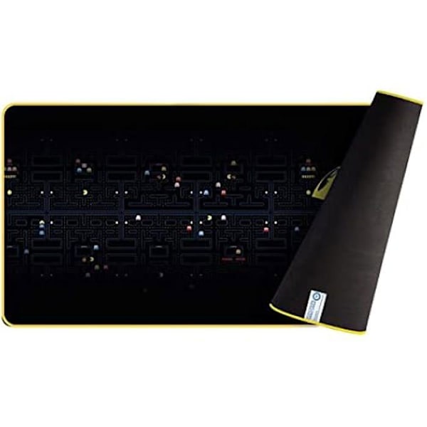 Konix Pac-Man pelihiirimatto XXL 90 x 46 cm - Liukumaton kumipohja - Musta ja keltainen