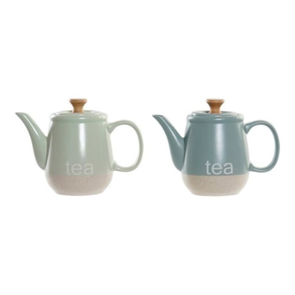 Tekande - DKD Home Decor - Mint Stentøj Blå - 1L - 2 stk - Tåler ikke opvaskemaskine Mintblå