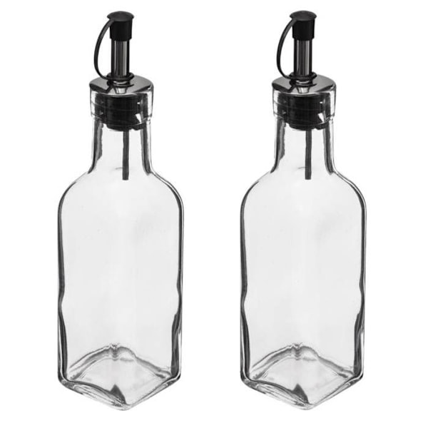 Sæt med olie og eddike - 5five - 2 flasker - Glas - Silikone - Rustfrit stål Transparent