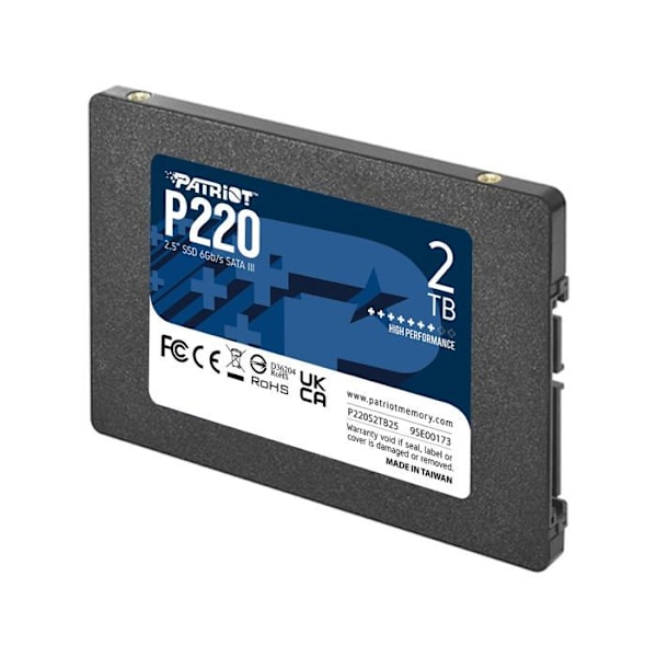 SSD PATRIOT MEMORY P220 2TB 2,5'' 2000 Gt SERIAL ATA III - Kapasiteetti 2000 Gt - Siirtonopeus 550 MB/s