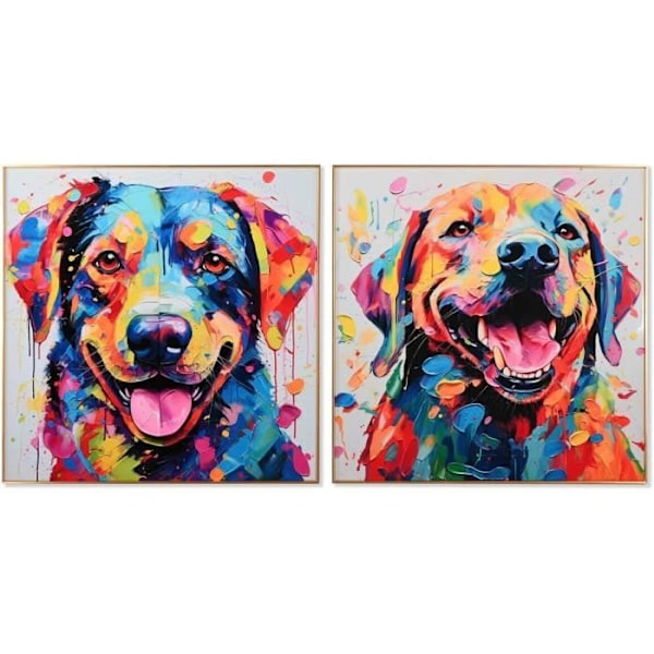 Moderne tableau hund 80 x 3 x 80 cm 2 enheder - Home ESPRIT