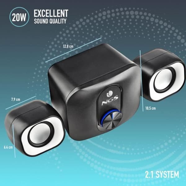 Mini Stereo Kaiutin - NGS - COMET 2.1 - 20W - USB - 3,5 mm