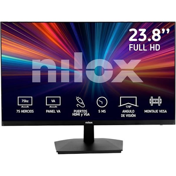 Nilox Skærm 24" IPS med Integreret og Justerbar Webcam NXM24REGWEB01 Sort