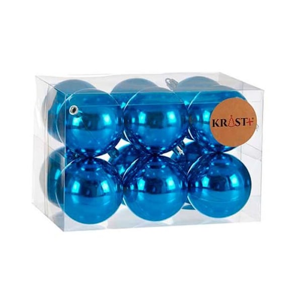 massor av blå plastjulkulor ø 7 cm (12 enheter)