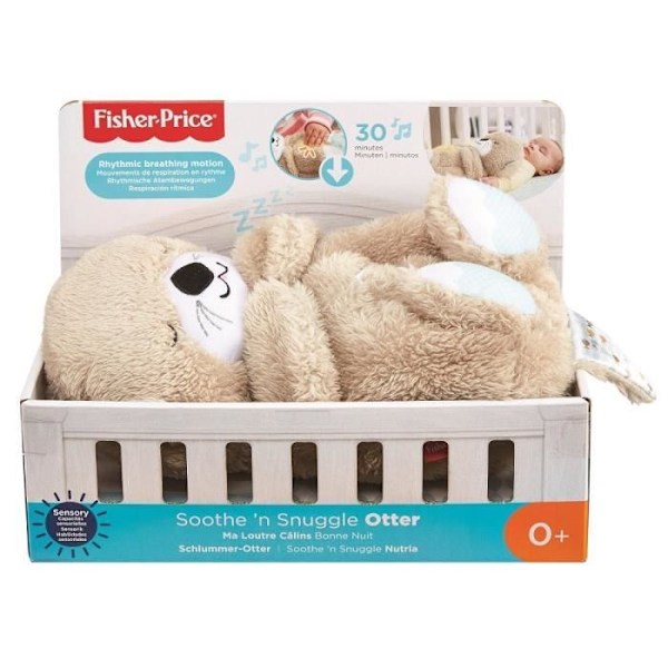 Fisher-Price - Ma Loutre Câlins Bonne Nuit - Pehmolelu yövalo vauvalle, musiikkia ja valoa - Kehityslelu - Vauvasta alkaen FXC66 Min utter gosar god natt