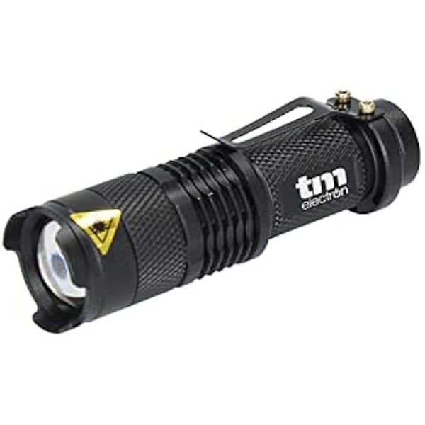 Taktinen taskulamppu - TM ELECTRON - XPE-Q5 - Erittäin kirkas LED - Vedenkestävä - Kantama 600 m Svart