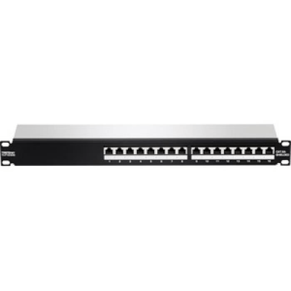 Patchpanel - 16-PORT - CAT6A - Skärmad - Ethernet - Svart Svart