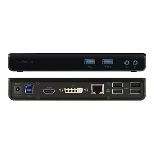 2-Power USB 3.0 Dockningsstation för dubbla skärmar - GigE