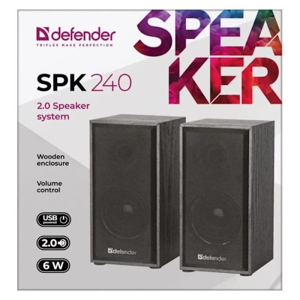 Kaiutin - Defender - SPK-240 - Langallinen - 6 W - Musta sort