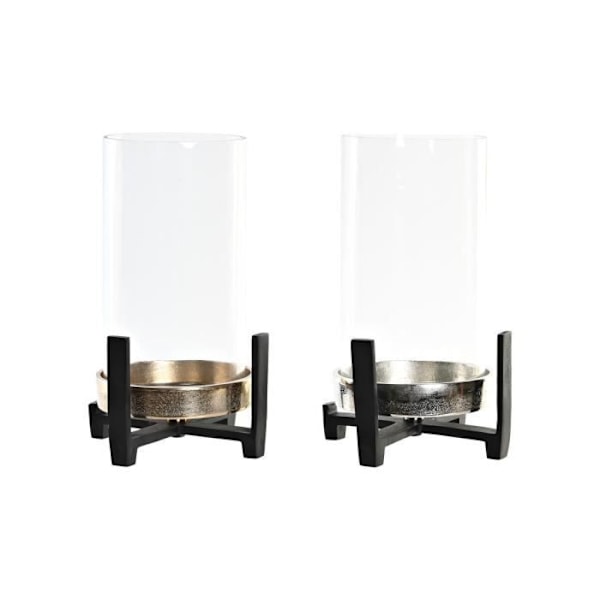 ljushållare 15 x 15 x 28 cm champagneglas silver svart aluminium (2 enheter) (2 enheter)