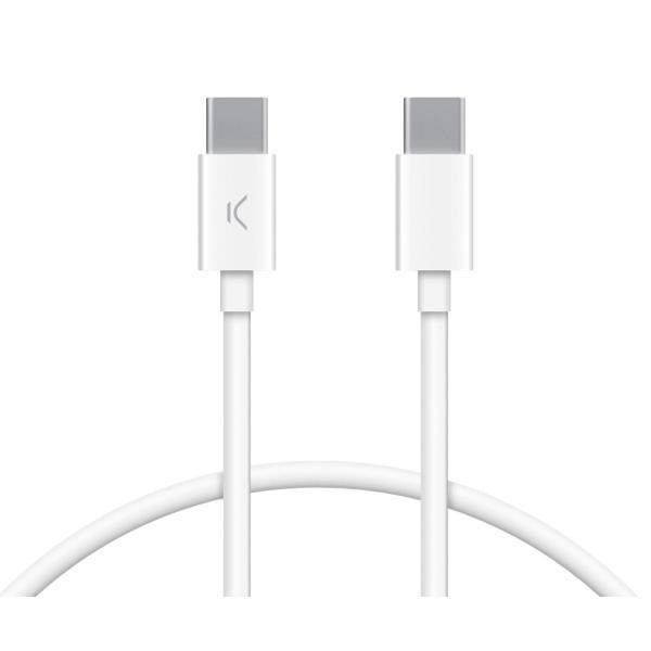 USB-C kabel - KSIX - BXCUC03SBL - 1 meter - Hvid - Opladning og synkronisering