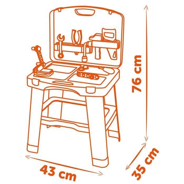 Smoby - Black and Decker -Bricolo Smart Workbench - Imitationsspil - Etui, der forvandles til et arbejdsbord - 33 tilbehør inkluderet - Fa
