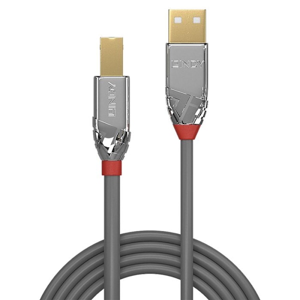 USB 2.0 tyypin A–B kaapeli - LINDY - Cromo Line - 0,5 m - Kaksoissuojattu - Kullatut koskettimet