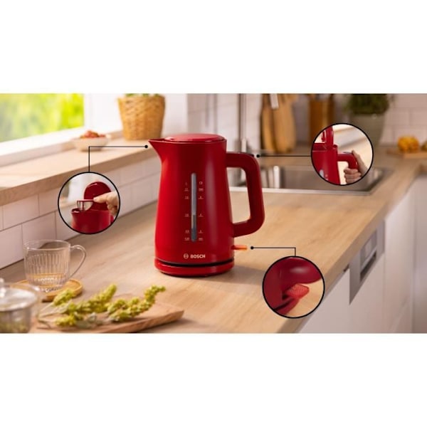 Bouilloire - BOSCH - TWK3M124 MyMoment - Hvid mat - oplyst kontakt - automatisk slukning ved kogning Mat hvid