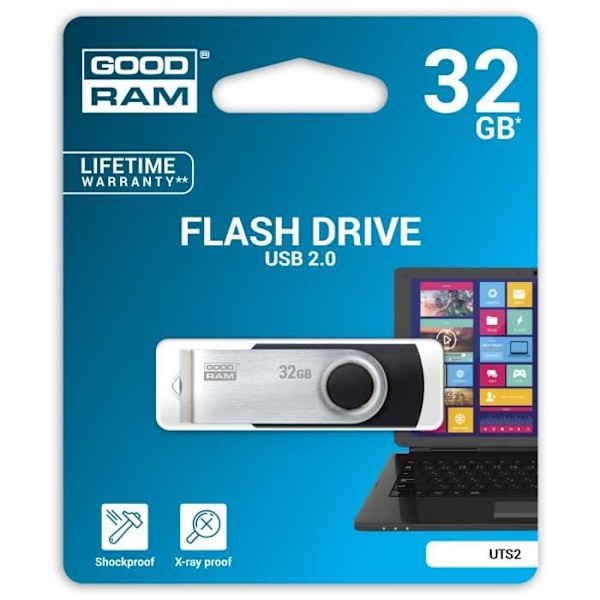 flashdrev usb2.0 32gb god ram Sort