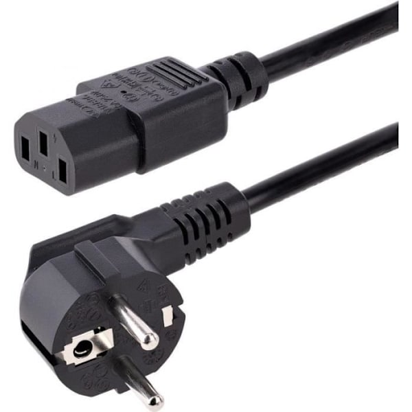 StarTech 1,0m(3ft) computerstrømledning, 18AWG, EU Schuko til C13 strømledning, 10A 250V, sort erstatnings vekselstrømsledning,