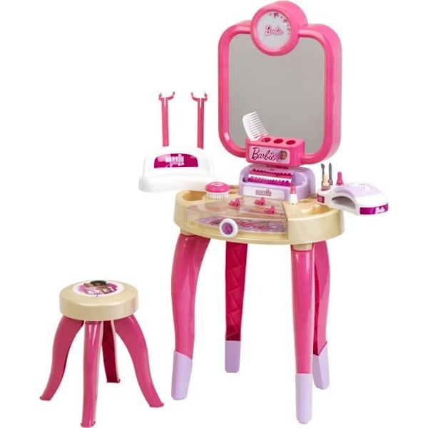 Skønhedslege - KLEIN - Barbie skønhedscenter "Happy Vibes" - Færdig med mange tilbehør og lys. Ros, vit, lila, guld