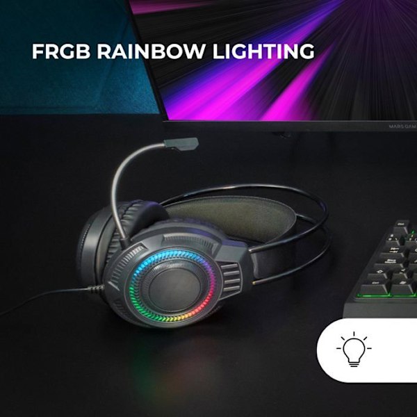 Gaming headset - Mars Gaming - MH124 - FRGB Rainbow belysning - Fleksibel mikrofon - Volum kontrol nigga