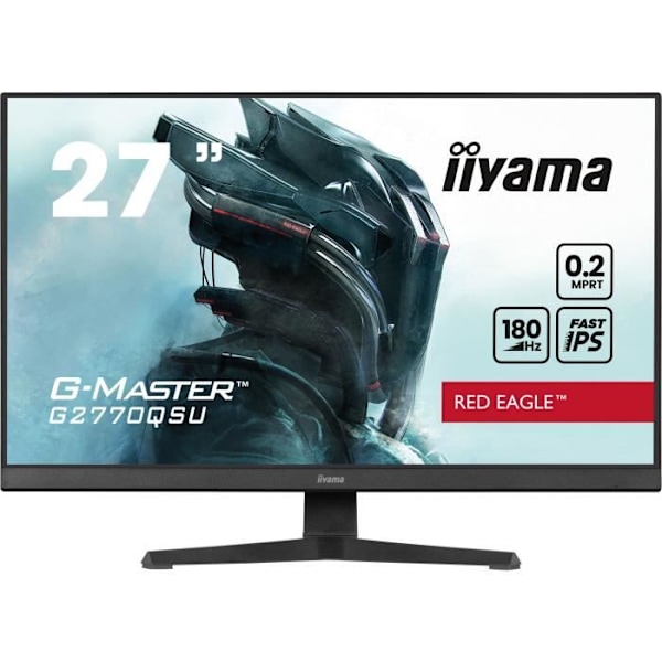 PC-skærm - IIYAMA - G2770QSU-B6 - 27" QHD - Hurtig IPS - 180Hz - 0.2ms - HDMI/DP/USB HUB - Højttalere - Sort Sort