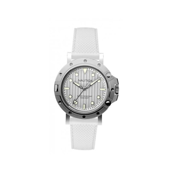 Klocka - NAUTICA - Mod. NST 800 - Kvarts - Lätt vattentålig - Vit silikon Silver, Vit