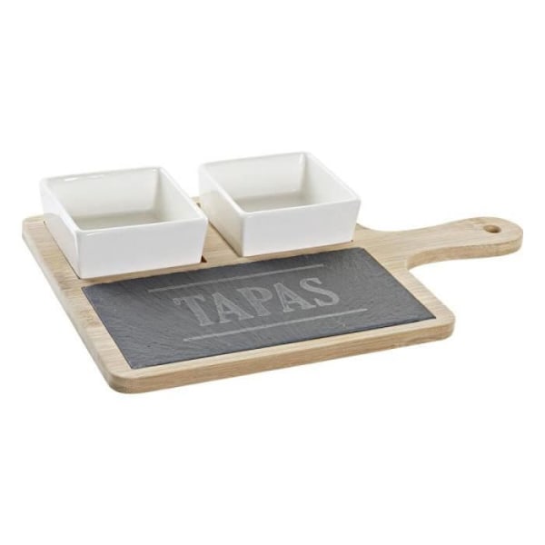 Yhdistelmä à aperitiivi DKD Home Decor Tapas Laatta Bambusta Keraaminen (31 x 20 x 5 cm) (3 Kappaletta)