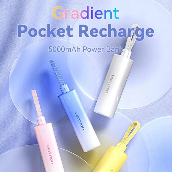 Hurtigladekabel til ekstern batteri, Type-C, Lightning, 5000mAh - Vention (FHWY0) - Gul