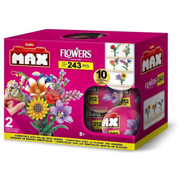 Byggsats - ZURU - Långa Blommor - Max 243 bitar - 10 designer - Bukett att montera Flerfärgad