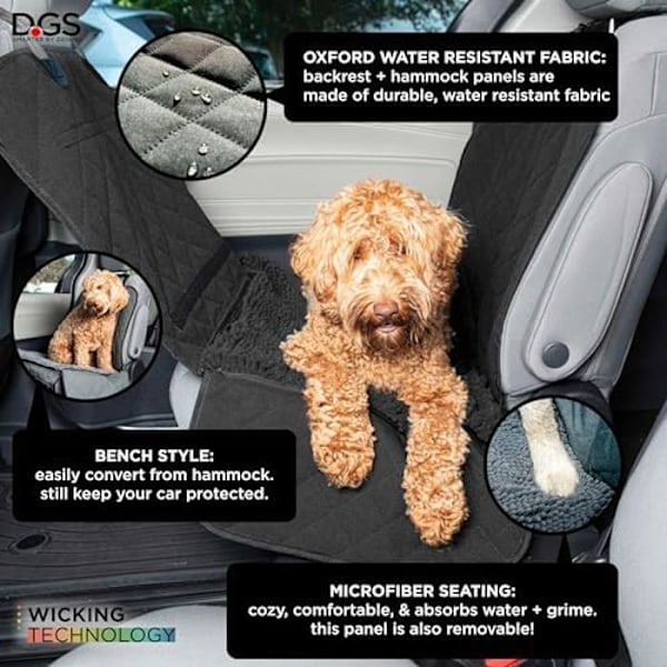 Dog Gone Smart Single Back Car Seat Cover - Högabsorberande mikrofibermaterial med säkerhetsfunktion för hud